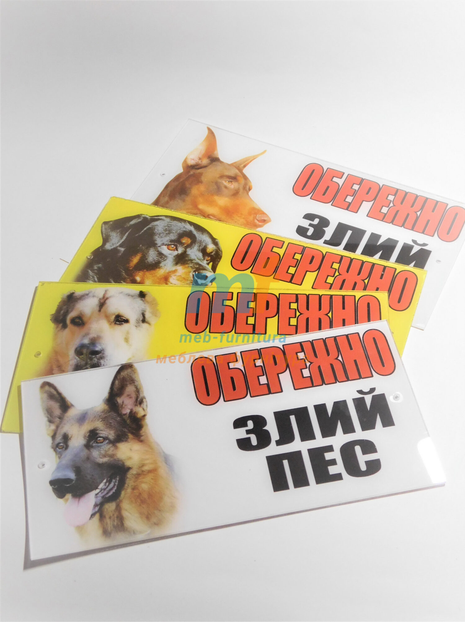 Табличка пластиковая оргстекло "осторожно злая собака" питбуль